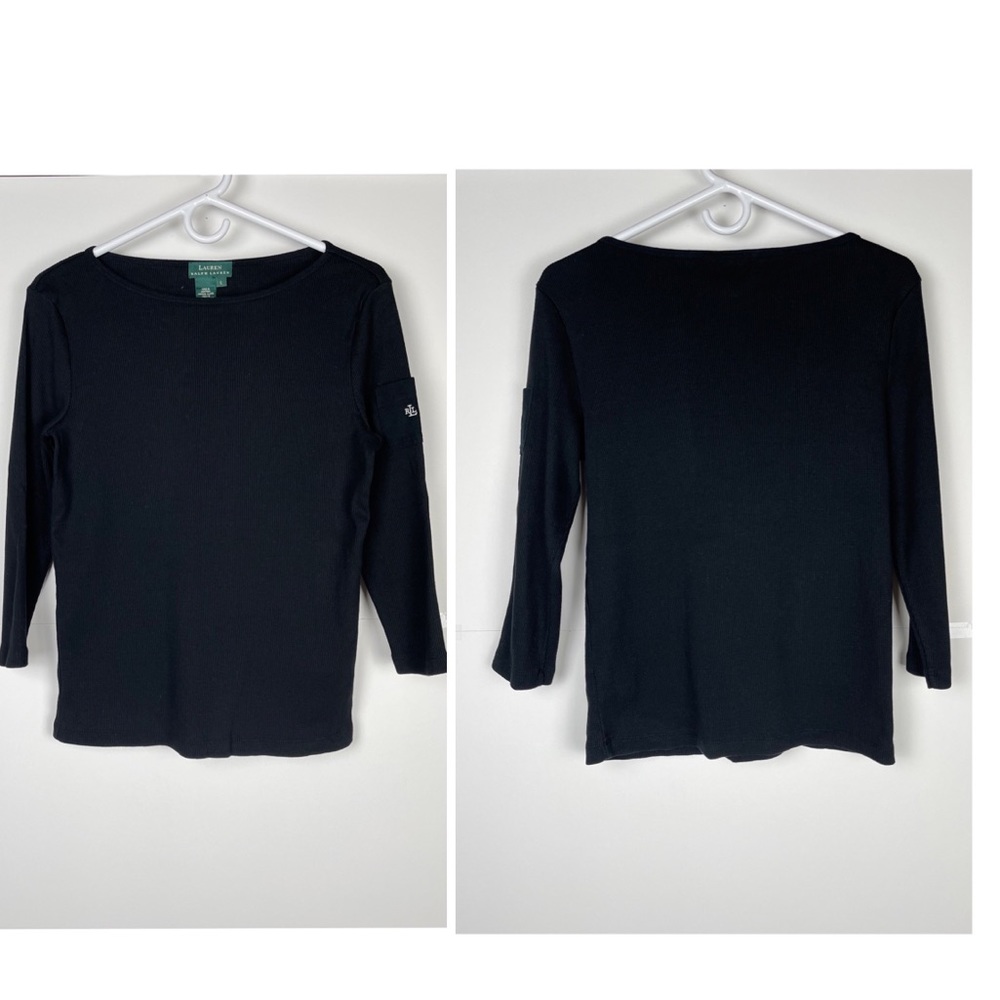 Ralph Lauren Womens Black 3/4 Sleeves Shirt Size L